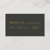 Luxury Gold Bee Hexagon Floral Midnight Black Visitenkarte (Rückseite)