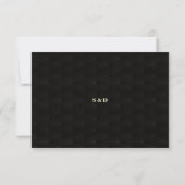 Luxury Gold Black Art Deco Fleur-de-Lis Wedding RSVP Karte (Rückseite)