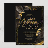 Luxury Gold & Black Birthday Einladung (Vorne/Hinten)