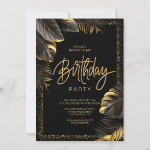 Luxury Gold & Black Birthday Einladung