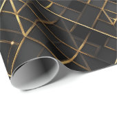 Luxury Gold Black Diamond Geometric pattern Geschenkpapier (Rolleneckpunkt)