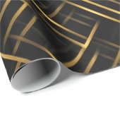 Luxury Gold Black Diamond Geometric pattern Geschenkpapier (Rolleneckpunkt)
