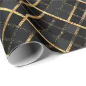 Luxury Gold Black Diamond Geometric pattern Geschenkpapier (Rolleneckpunkt)
