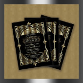 Luxury Gold Black Great Gatsby Roaring 20er Hochze Einladung