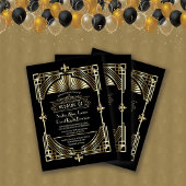 Luxury Gold Black Great Gatsby Roaring 20er Hochze Einladung