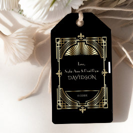 Luxury Gold Black Great Gatsby Roaring 20er Hochze Geschenkanhänger