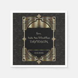 Luxury Gold Black Great Gatsby Roaring 20er Hochze Serviette