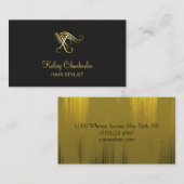 Luxury Gold & Black Hair Stylist Salon Scheren Visitenkarte (Vorne/Hinten)