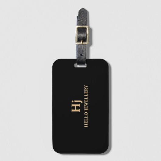 Luxury Gold Black Monogram Minimal Gepäckanhänger (Vorderseite Vertikal)