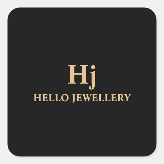Luxury Gold Black Monogram Minimal Quadratischer Aufkleber (Vorderseite)