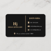 Luxury Gold Black Monogram Minimal Visitenkarte (Rückseite)