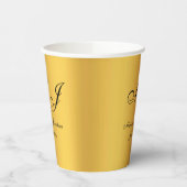 Luxury Gold Black Monogram Script Hochzeit Pappbecher (Links)