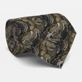 Luxury Gold & Black Swirl Marble Krawatte (Gerollt)