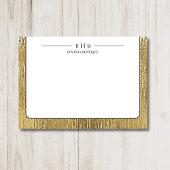 Luxury Gold Black Texture Lined Name Three Initial Mitteilungskarte