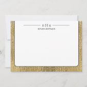 Luxury Gold Black Texture Lined Name Three Initial Mitteilungskarte (Vorderseite)