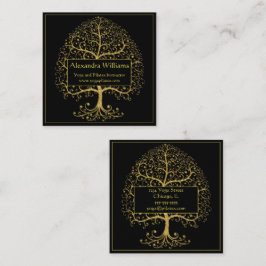 Luxury Gold Black Tree of Life Personalisiert Quadratische Visitenkarte