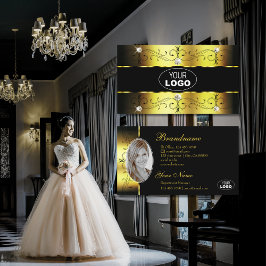 Luxury Gold Black Verziert Borders Jewels Logo Fot Visitenkarte