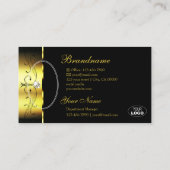 Luxury Gold Black Verziert Borders Jewels Logo Fot Visitenkarte (Rückseite)