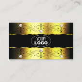Luxury Gold Black Verziert Borders Jewels Logo Fot Visitenkarte (Vorderseite)