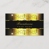 Luxury Gold Black Verziert Borders Juwelen Ornamen Visitenkarte (Vorderseite)
