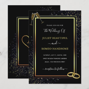 Luxury Gold Black Wedding Einladung