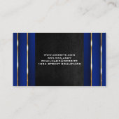 Luxury Gold Blue Background | Schwarzleder Visitenkarte (Rückseite)