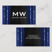 Luxury Gold Blue Background | Schwarzleder Visitenkarte (Vorne/Hinten)