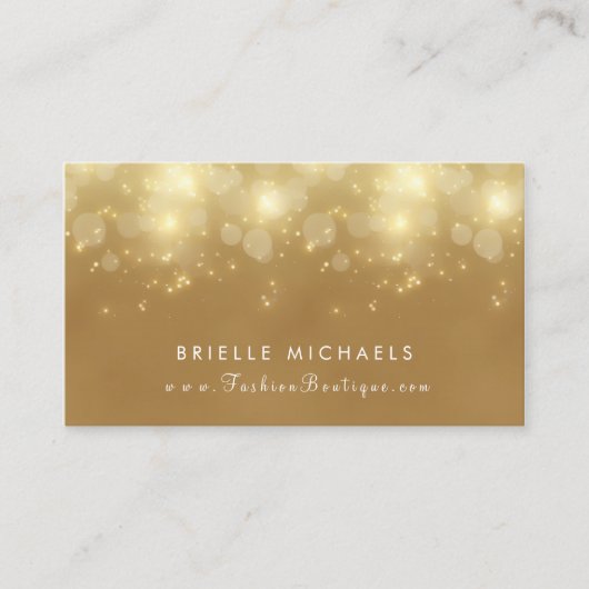 Luxury Gold Bokeh Glamour Boutique Visitenkarte (Vorderseite)