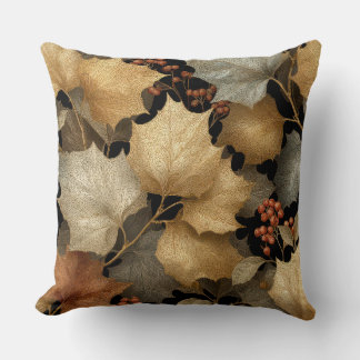 Luxury Gold Botanical Leaves Throw Pillow Kissen