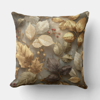 Luxury Gold Botanical Leaves Throw Pillow Kissen