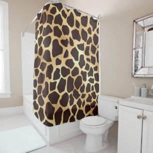 Luxury Gold Brown Giraffe Tierdruckmuster Duschvorhang