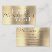 Luxury Gold Brushed Metal Haar Stylist Visitenkarte (Vorne/Hinten)