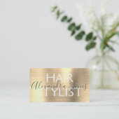 Luxury Gold Brushed Metal Haar Stylist Visitenkarte (Stehend Vorderseite)