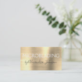 Luxury Gold Brushed Metal Microblading Visitenkarte (Stehend Vorderseite)