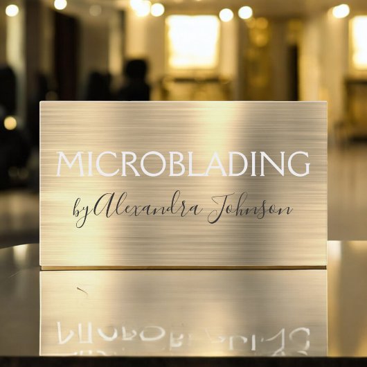 Luxury Gold Brushed Metal Microblading Visitenkarte