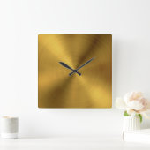 Luxury Gold Brushed Metal Textur 6 Quadratische Wanduhr (Zuhause)