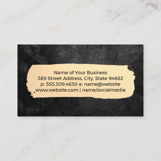 Luxury Gold Brushed | Schwarze Textur Visitenkarte (Rückseite)
