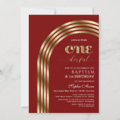 Luxury Gold Burgundy Girl First Birthday & Baptiss Einladung (Vorderseite)