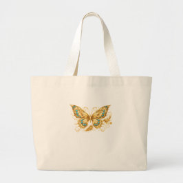 Luxury Gold Butterfly – Elegant Turquoise Accent  Jumbo Stoffbeutel