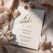 Luxury Gold Calligraphy Wedding Elegant Script Folieneinladung