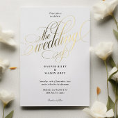 Luxury Gold Calligraphy Wedding Elegant Script Folieneinladung