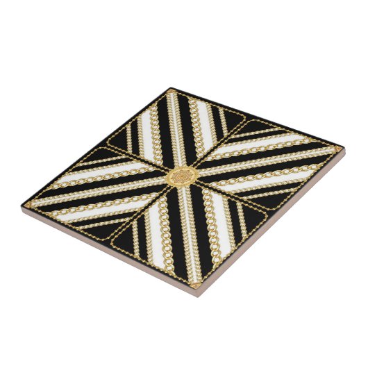 Luxury Gold Chain and Pearl Elegant Baroque design Fliese (Seite)