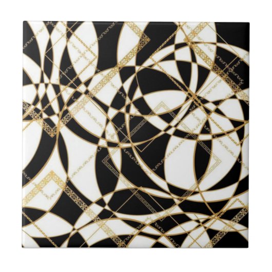 Luxury Gold Chains and Geometric Circles Fliese (Vorderseite)