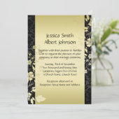 Luxury Gold Cherry Blossom Damask Einladung (Stehend Vorderseite)