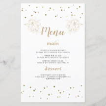 Luxury Gold Confetti 50th Wedding Anniversary Menu