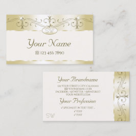 Luxury Gold Cream Verziert Sparkling Juwelen Initi Visitenkarte