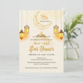Luxury Gold Crescent Ramadan Iftar Invitation Einladung (Stehend Vorderseite)