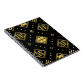 Luxury Gold Diamond Geometric Pattern on Black Notizblock (Rechte Seite)