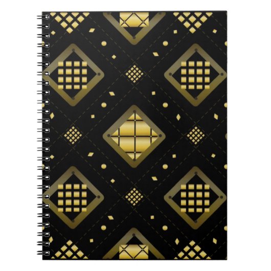 Luxury Gold Diamond Geometric Pattern on Black Notizblock (Vorderseite)