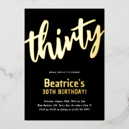 Luxury Gold 'dreißig' Erwachsenenmeilenstein 30. G Folieneinladung